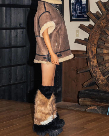 Faux Fur Leg Warmers Multi Color Fluffy