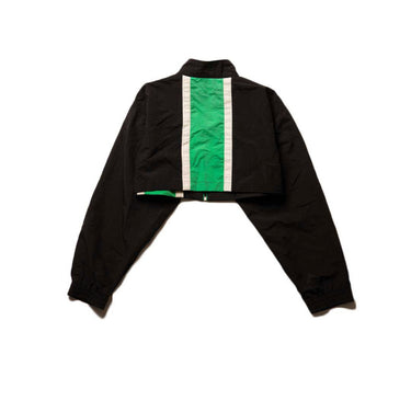 Reebok Rework Cropped Track Jacket Black Green Vintage Sport