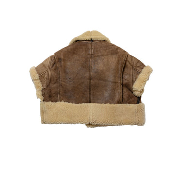 Rework Cropped Shearling Leather Jacket