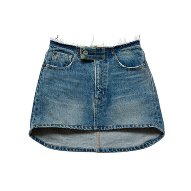 Reworked Vintage Levi’s Denim Mini Skirt | Raw Edge Waist front view