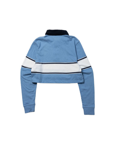 L.L.Bean Reworked Cropped Rugby Shirt Blue White