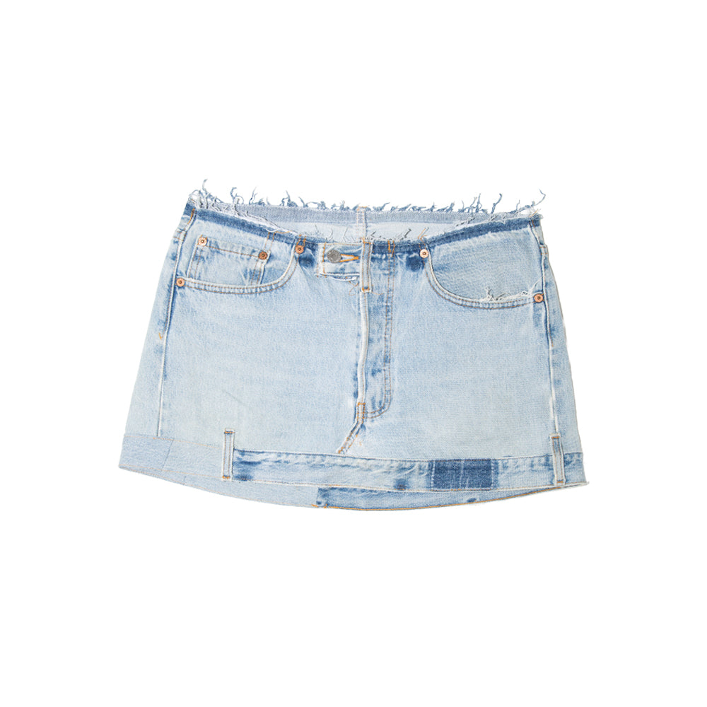 Vintage Levi's Reworked Denim Mini Skirt Light Wash size L