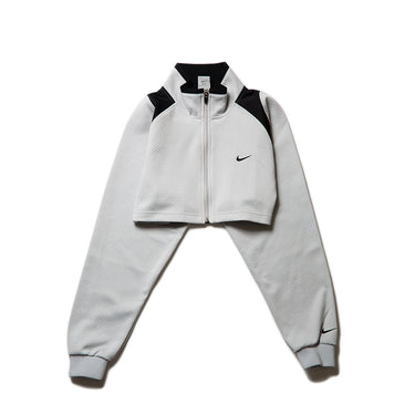 Rework Nike Cropped Zip-Up Jacket – White Vintage Track Top