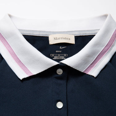 Vintage Nike Cropped Polo Shirt Navy Minimal