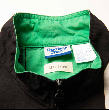 Reebok Rework Cropped Track Jacket Black Green Vintage Sport