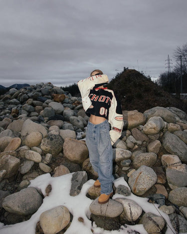 Schott Racing Jacket Cropped Black White Rework Tokyo