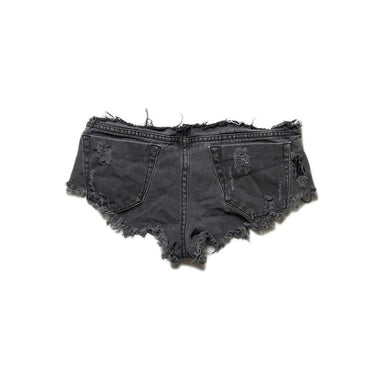 Reworked Distressed Black Denim micro Shorts