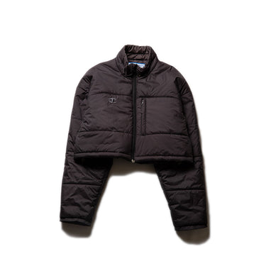 Champion Cropped Puffer Jacket Black Front view