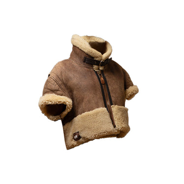 Rework Cropped Shearling Leather Jacket