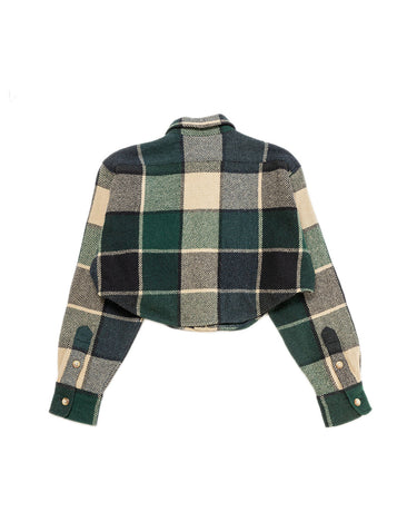 Ralph Lauren Reworked Cropped Plaid Wool Shirt back view