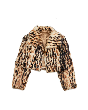 Reworked Cropped Leopard Faux Fur Coat
front view