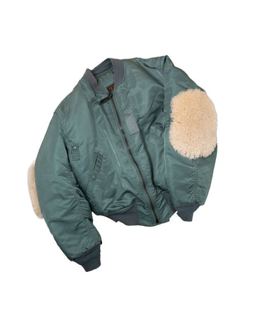 Reworked MA-1 Flight Jacket with Mouton Patches back view