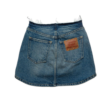 Reworked Vintage Levi’s Denim Mini Skirt | Raw Edge Waist back view