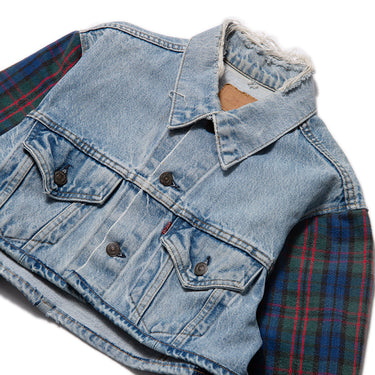 Hybrid Plaid Denim Cropped Jacket