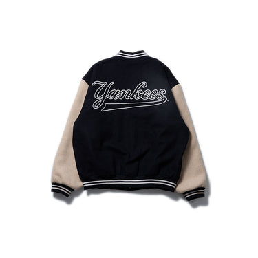 Vintage New York Yankees Varsity Jacket Navy Cream Wool Stadium Jacket