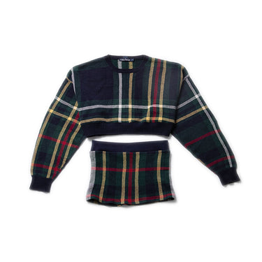 Nautica Plaid Cropped Knit Sweater