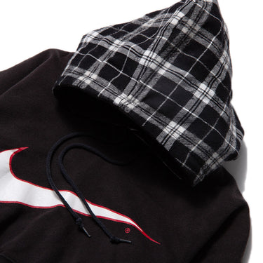 Nike Black Plaid Sleeve Rework Cropped Hoodie