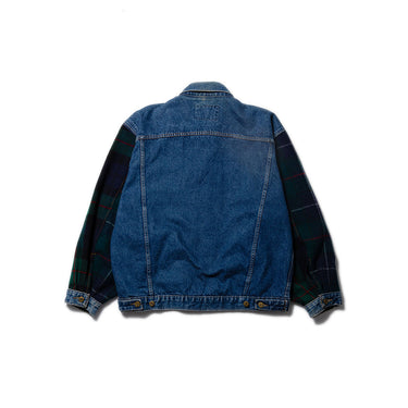 Denim × Tartan Rework Jacket Blue
