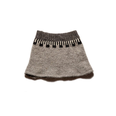 Nordic Pattern Rework Knit Mini Skirt Grey