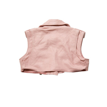 Reworked Pink Leather Biker Vest