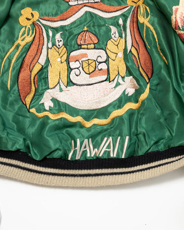 Reworked Cropped Sukajan Embroidered Bomber Jacket Blue