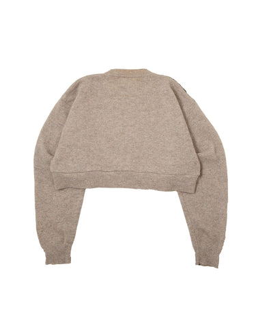 Cropped Plaid Panel Knit Sweater