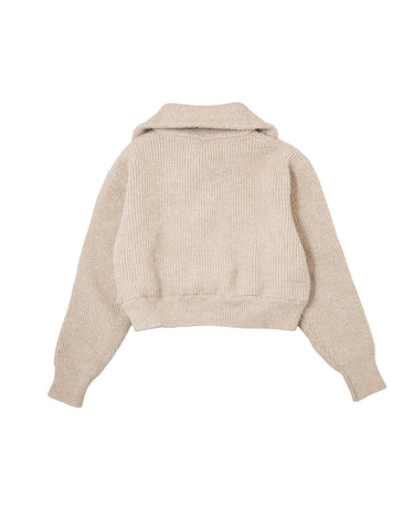 Cropped Half Zip Knit Sweater