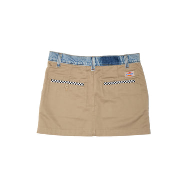 Vintage Dickies Reworked Mini Skirt Beige Denim Waist Detail