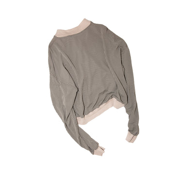 Vintage Armani Reworked Striped Polo Shirt Beige Brown