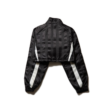 Rework Nike Cropped Track Jacket – Black Striped Vintage Zip-Up