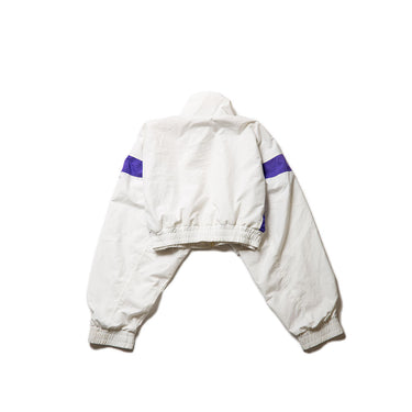 Rework Nike Cropped Windbreaker Jacket – White Vintage Colorblock Track Top
