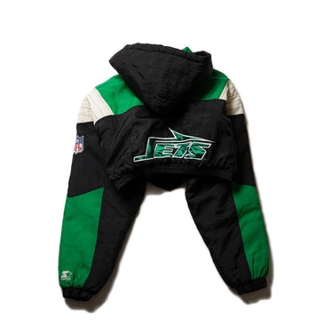 Rework New York Jets Cropped Pullover Jacket – Vintage NFL Colorblock Hoodie