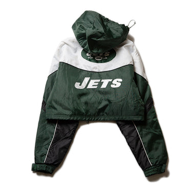 Rework New York Jets Cropped Hooded Windbreaker – Vintage NFL Green Jacket