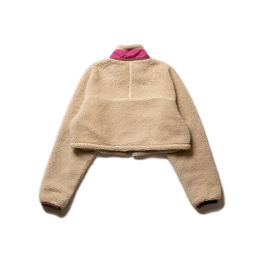 Patagonia Style Rework Cropped Fleece Jacket Beige Pink Retro