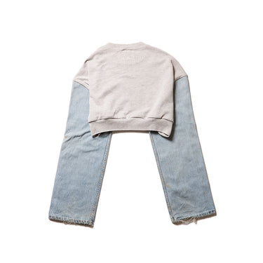 The Beatles Cropped Sweatshirt Denim Sleeve Rework Band Tee