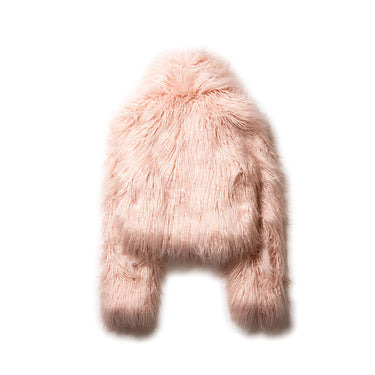 Vintage Faux Fur Cropped Jacket Pink Fluffy