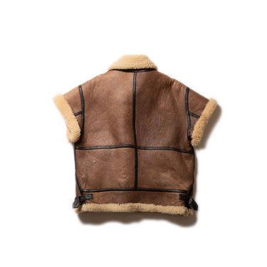 Shearling Leather Vest Brown Cropped Sheepskin Biker Vintage