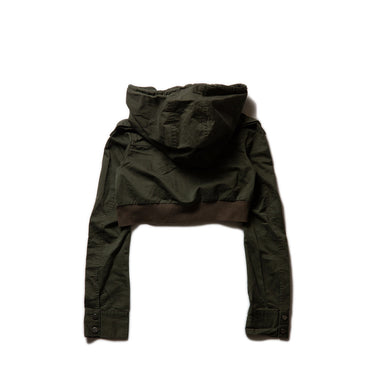 Cropped Military Hooded Jacket Olive Green
